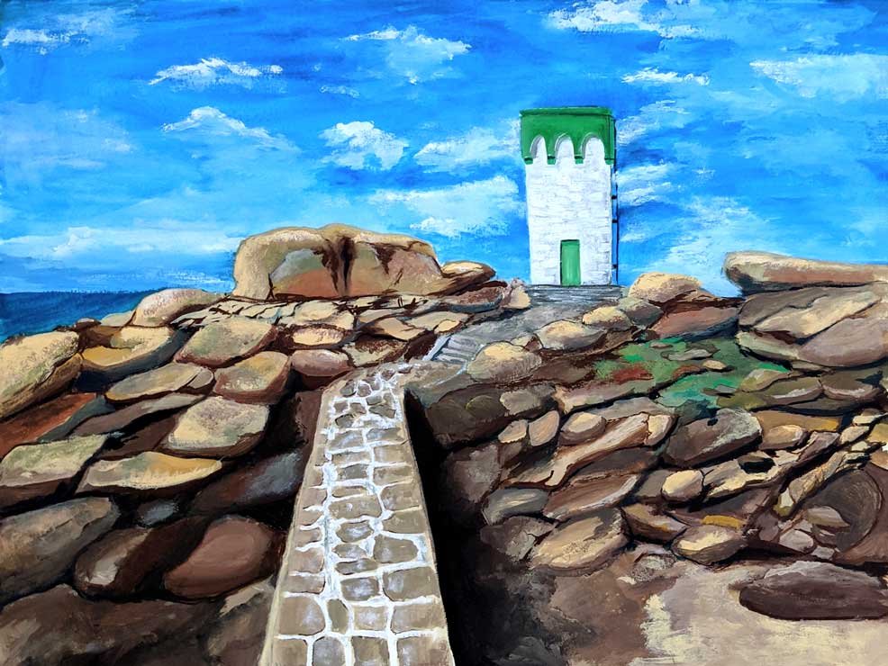 Peinture acrylique du phare de Trévignon  